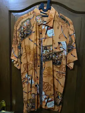 Borongan Kemeja Casual Hawai White Brown Orange size L Jarang Dipakai