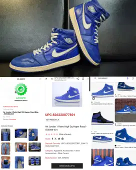 Sepatu 2018 AJ1/Air Jordan 1 Retro High OG Hyper Royal Blue Authentic