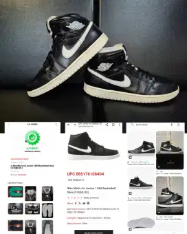 Sepatu Men's AJ1/Air Jordan 1 Mid Black white Shoes