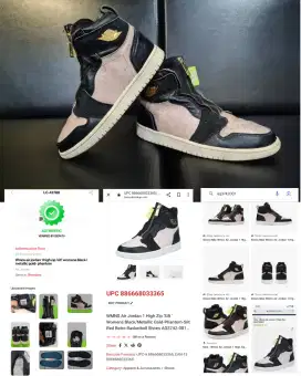 Sepatu WMNS Aj1/Air Jordan 1 High Zip 'Silt' black Phantom Size 38