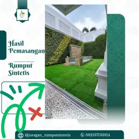 Taman hijau alami dengan rumput sintetis kualitas tinggi