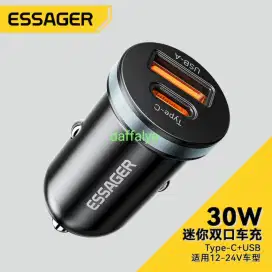 Essager Car Charger 30W QC PD Fast Charging Dual Output USB + Type C