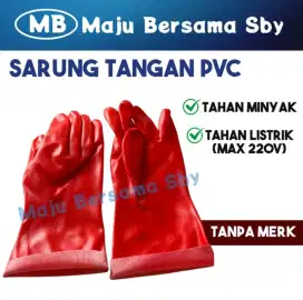 Sarung tangan karet PVC merah Tahan bahan kimia