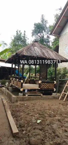 Saung bambu atap ijuk ukuran 2x3 harga satuan unit