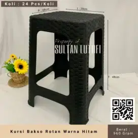 Kursi Bakso Rotan Warna Hitam