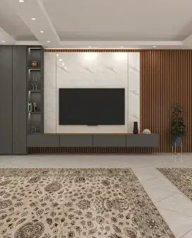 Interior kitchen set ,backdroop Tv Minimalis