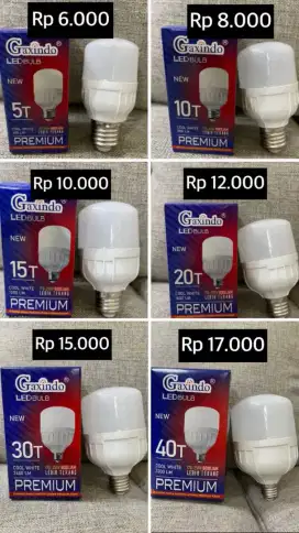 Lampu Bulp putih GAXINDO murah 5, 10, 15, 20, 30, 40 watt