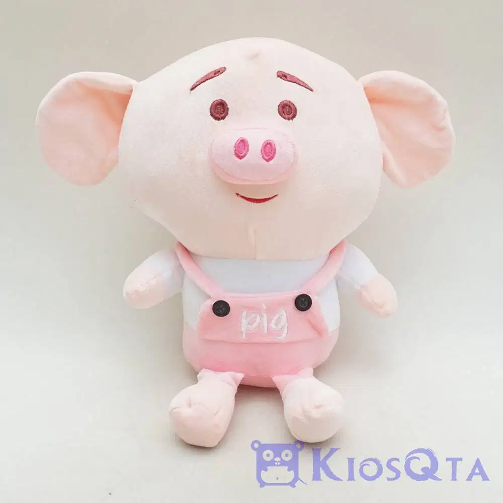 boneka babi pink baju overall jumpsuit merah muda medium