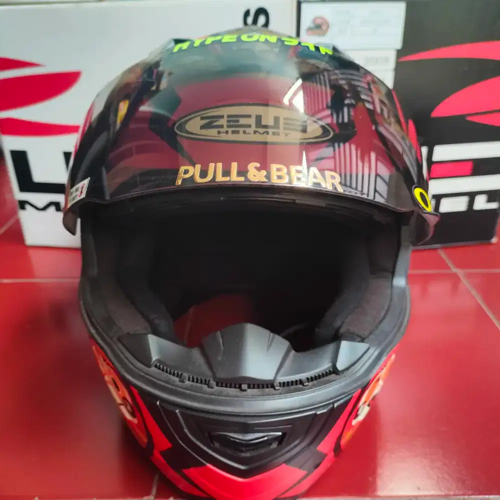 Helm Zeus Z811 ZS811 Motif Daruma Matte Red