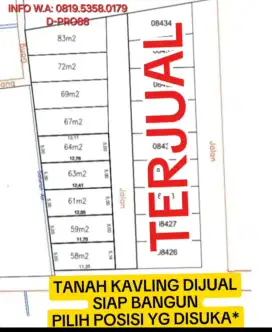 DIJUAL TANAH KAVLINGAN SIAP BANGUN DICILEDUG DKT JOGLO/LARANGAN