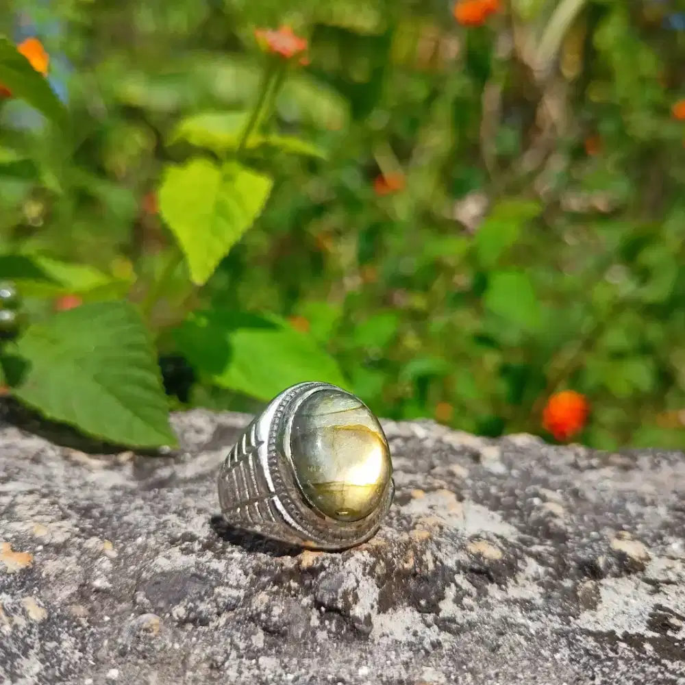 Cincin Pria - Batu natural Labrador kristal