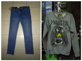 Di Jual Hoodie/Crewneck Size M & Celana Jeans Size 28-30