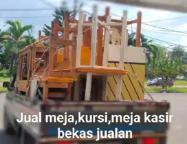 Meja ,kursi makan meja kasir bekas warung kopi 3 lemari