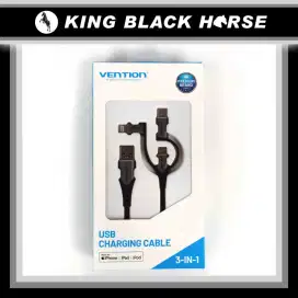Kabel Charger 3in1 Kabel 2.4A Vention Ori - Micro USB Type C Lightning
