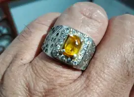 Yellow sapphire safir Srilanka ring perak