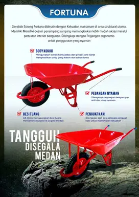 Gerobak Sorong Fortuna Grobak Angkong Dorong Roda 3 Troli Trolley