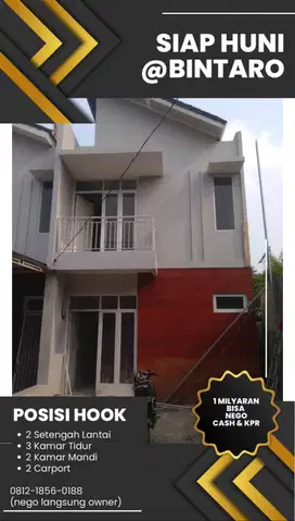 rumah bintaro siap huni dekat toll alamsutra dan bandara legalitas SHM
