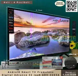 Android Smart TV Frameless Digital Advance 32 Inch ADV-3203A(Ready)