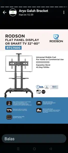 Bracket standing TV led/lcd 32-65+pasang