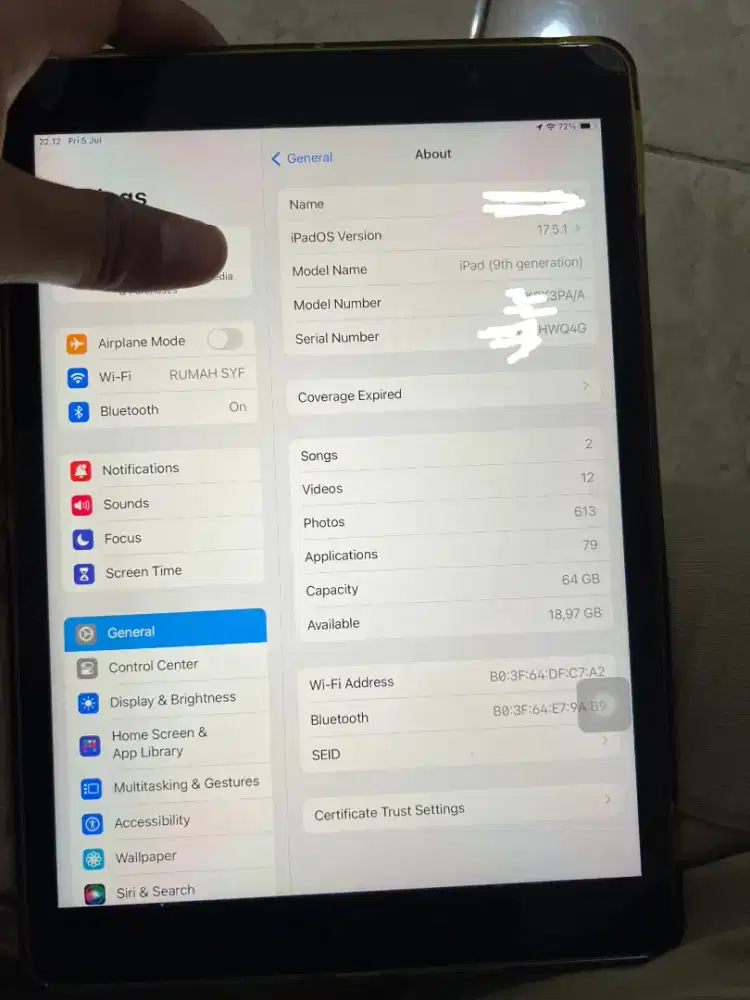 iPad 9 2021 Space Grey 64 GB COD tangan pertama