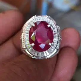 Ruby Pigeon blood Ring perak teper