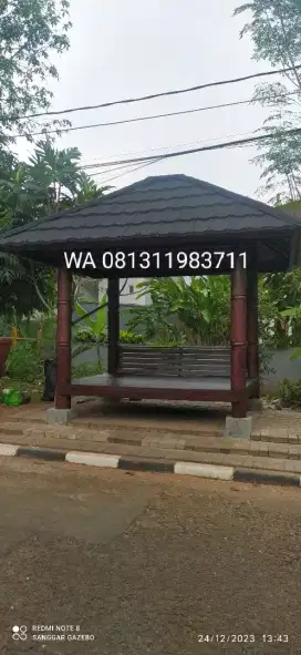 Saung kayu kelapa atap genteng metal ukuran 2x3 harga satuan unit