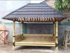 Spesialis pengrajin saung bambu dan saung kayu kelapa