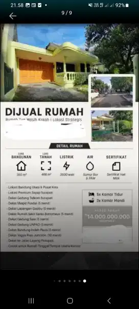 Dijual rumah di cijapati sebelah gedung telkom indonesia 14 miliar