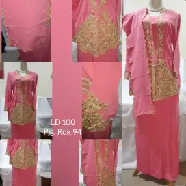 Malaysian dress peach, set selendang LD 100