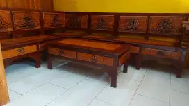 Kursi sudut kayu jati baru dan ready