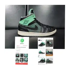 Sepatu Aj1/ Air Jordan 1 Retro 89 Green Glow Thn 2013 Vintage Rare