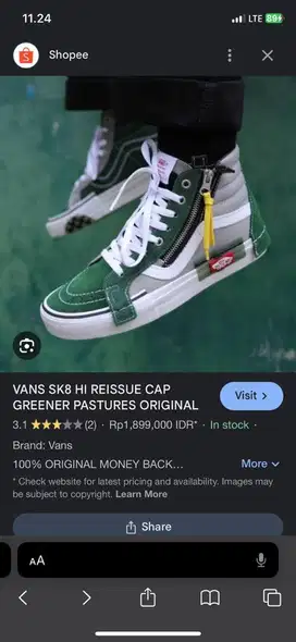 VANS SK8 HI REISSUE CAP GREENER PASTURES ORIGINAL