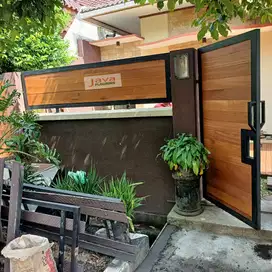 Pagar Rumah kayu minimalis