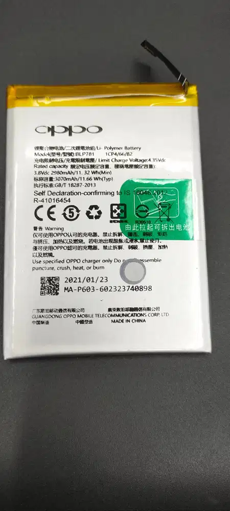 Baterai Oppo A52/A55/A32/A91/A92 /A92S Batt OPPO BLP781 ORIGINAL 100%