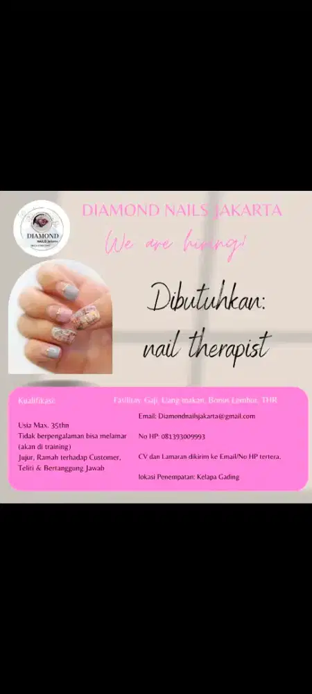 Lowongan Nail terapis di kelapa gading
