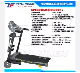 Alat fitness treadmill elektrik tl 288 kokoh