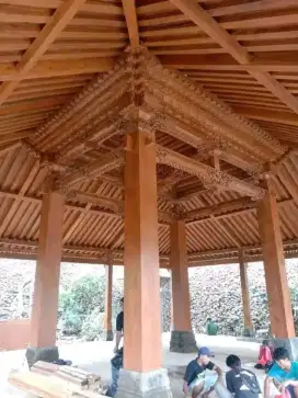 Pendopo joglo tumpangsari kayu jati soko guru 30cm luas 12x14 meter