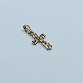 Liontin Kalung Salib Diamond GOLD Titanium 1,3cm x 2,3cm Necklace New