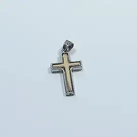 Liontin Kalung Salib Titanium Gold Silver Cross Necklace 1,8cm x 2,8cm