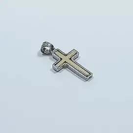 Liontin Kalung Salib Titanium Gold Silver Cross Necklace 1,8cm x 2,8cm