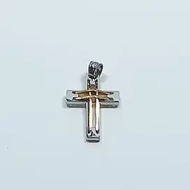 Liontin Kalung Salib Titanium Gold Silver Chrome Necklace 3,2cm New
