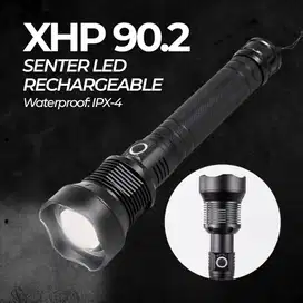 Senter LED XHP 90 2x18650 + CHARGER Senter Super Terang Long Range