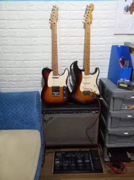 Gitar fender stratocaster,telecaster, korg ax3000g, ultimate chorus