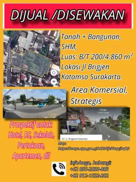 Dijual tanah + bangunan tua (full jati) strategis di tengah kota Solo
