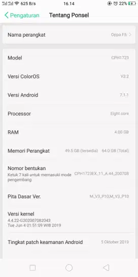 Oppo F5 Ram 4/64.