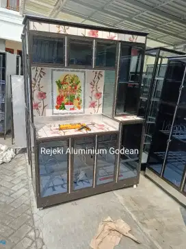 Rak piring 120cm roda full almunium hitam