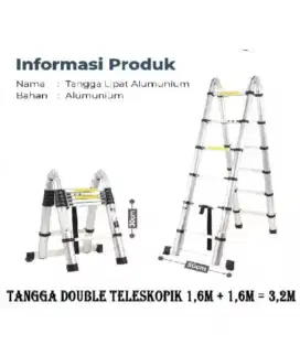 3,2M tangga lipat teleskopik aluminium ladder double 1,6+1,6=3,2 m