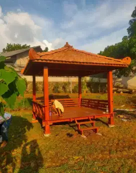 Jual saung bahan kayu jati Kontruksi knockdown 250x250cm