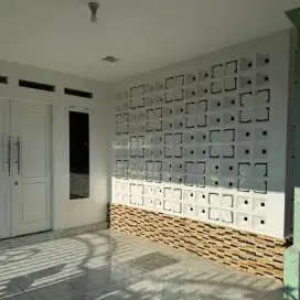 Roster beton minimalis kombinasi motif corongXdaun