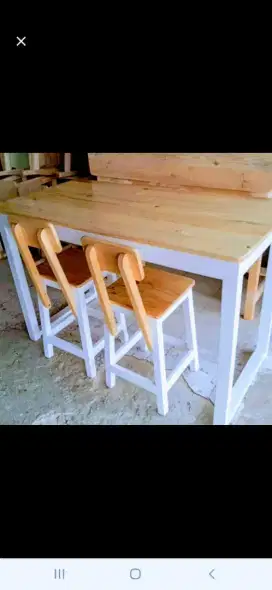 Meja makan cafe resto set + 2 kursi